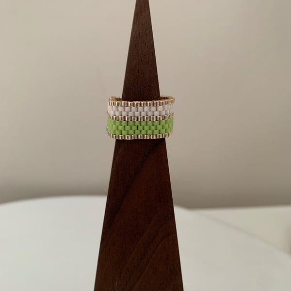 Colourful vibrant beaded ring