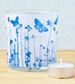 Butterfly Meadow Cyanotype candle holder white & blue, Nature inspired gift  - Image 10