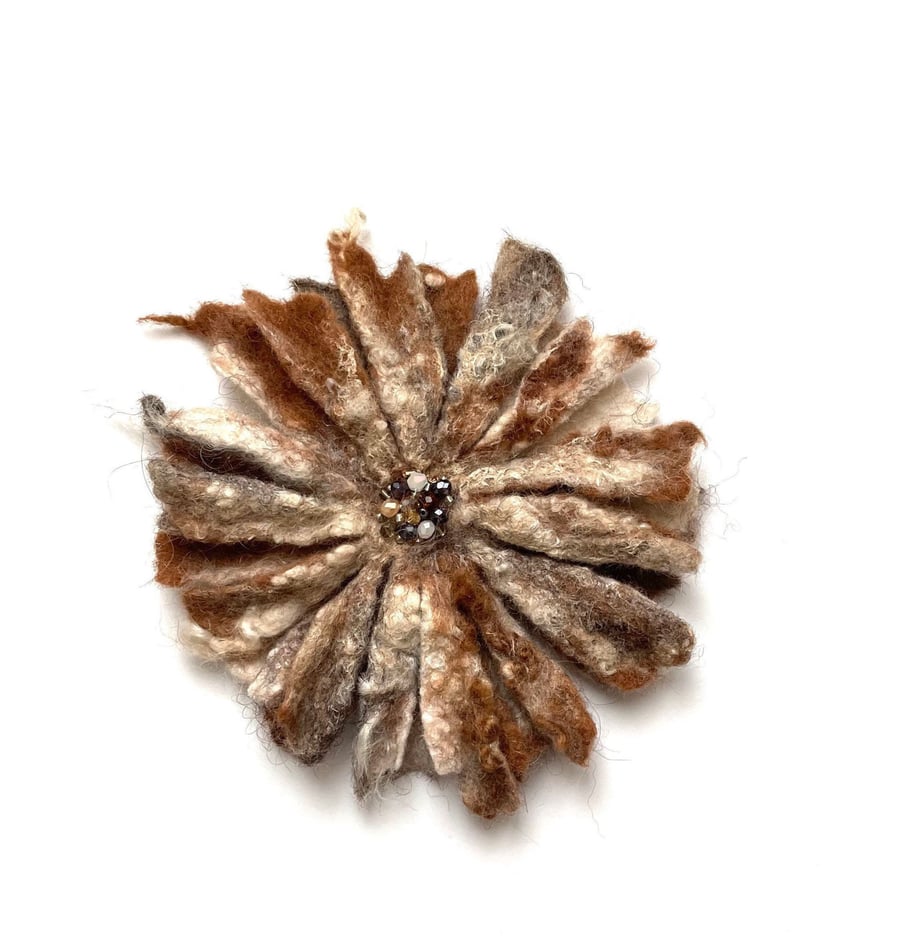 Abstract Brooch Handcrafted Jewelry Contemporary Merino Wool Shawl Pin Handmade 