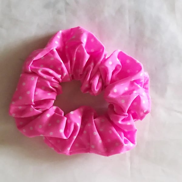 Pink Polka Dot Cotton Scrunchie, 