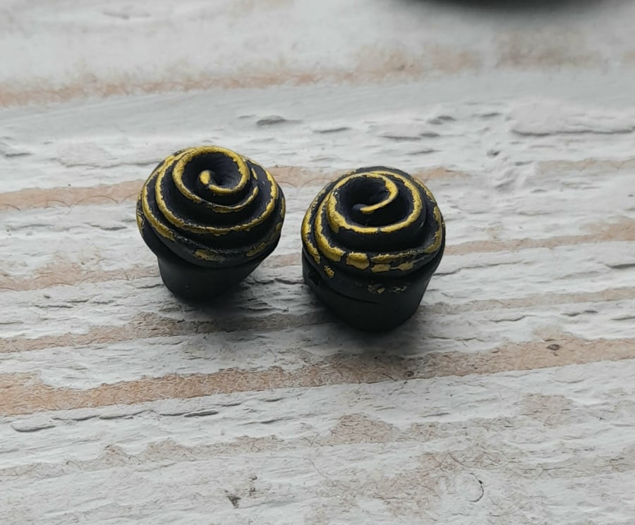 Handmade Polymer Clay Rose Bead Pair