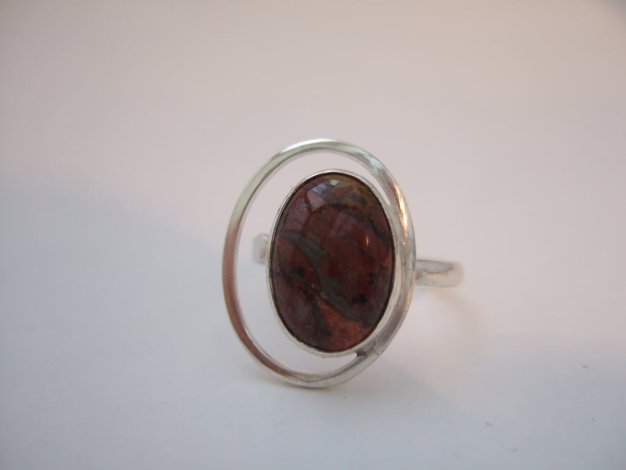Sterling Silver and Bloodstone Ring