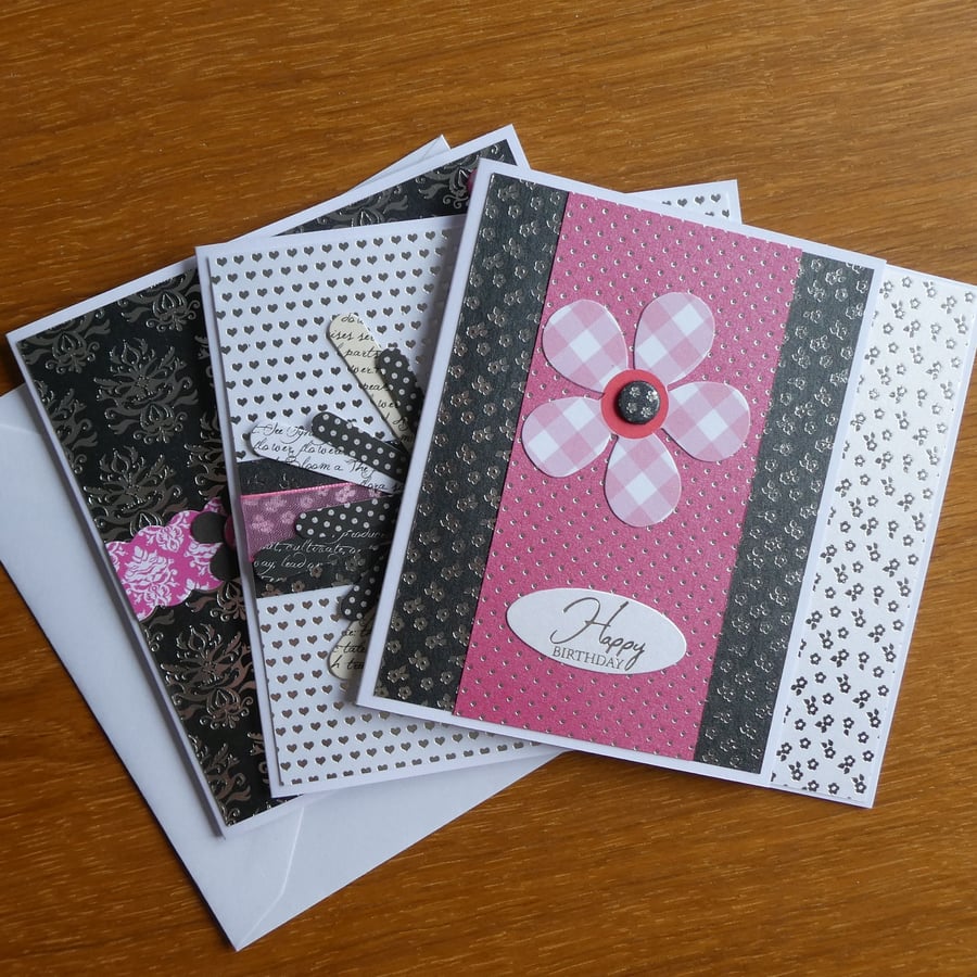 Pack of 3 Birthday Cards - Ditsy Prints