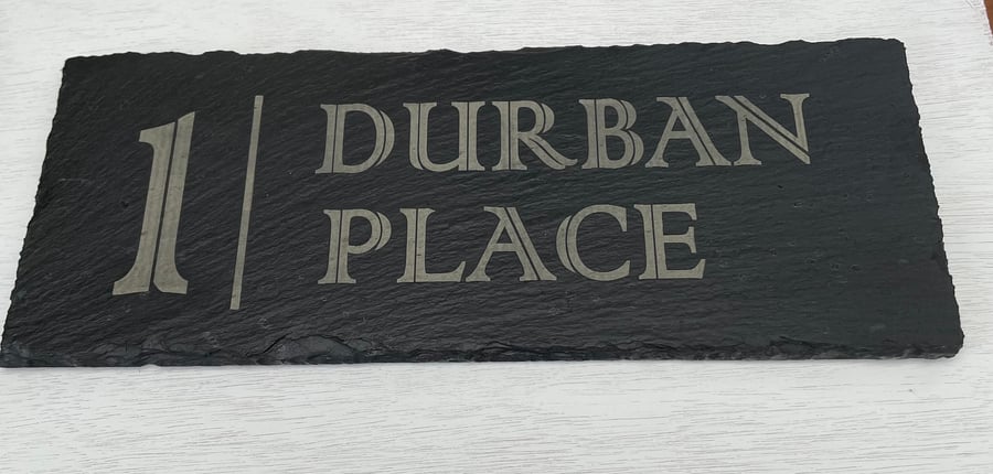 Personalised Slate Plaque - Custom Name Engraved House Sign
