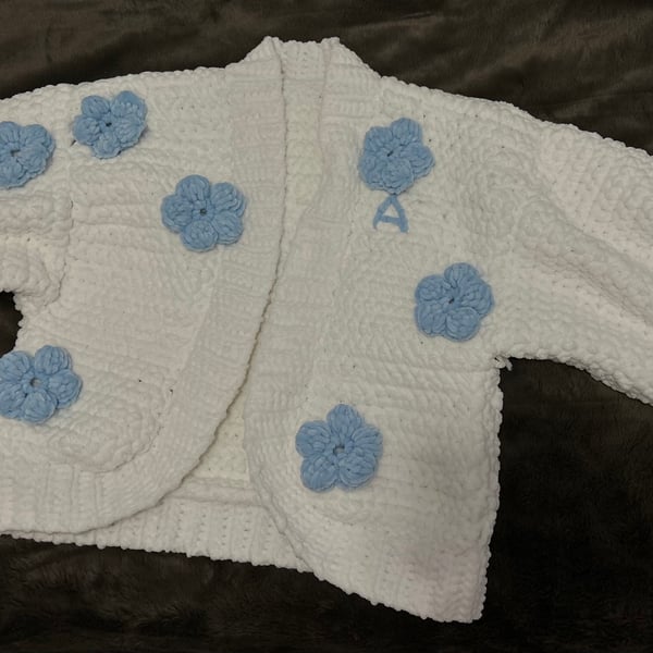 Handmade Crochet Cardigan with 3D Flowers