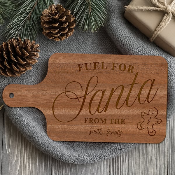 Personalised Christmas Eve Santa Treat Board 2 – Custom Milk & Cookies Tray