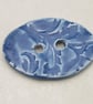 Large Ice Blue Brocade Oval Handmade Ceramic Button - Image 3