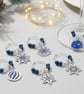 Festive Blue and White Wine Glass Charms - Set of 6 - Image 2