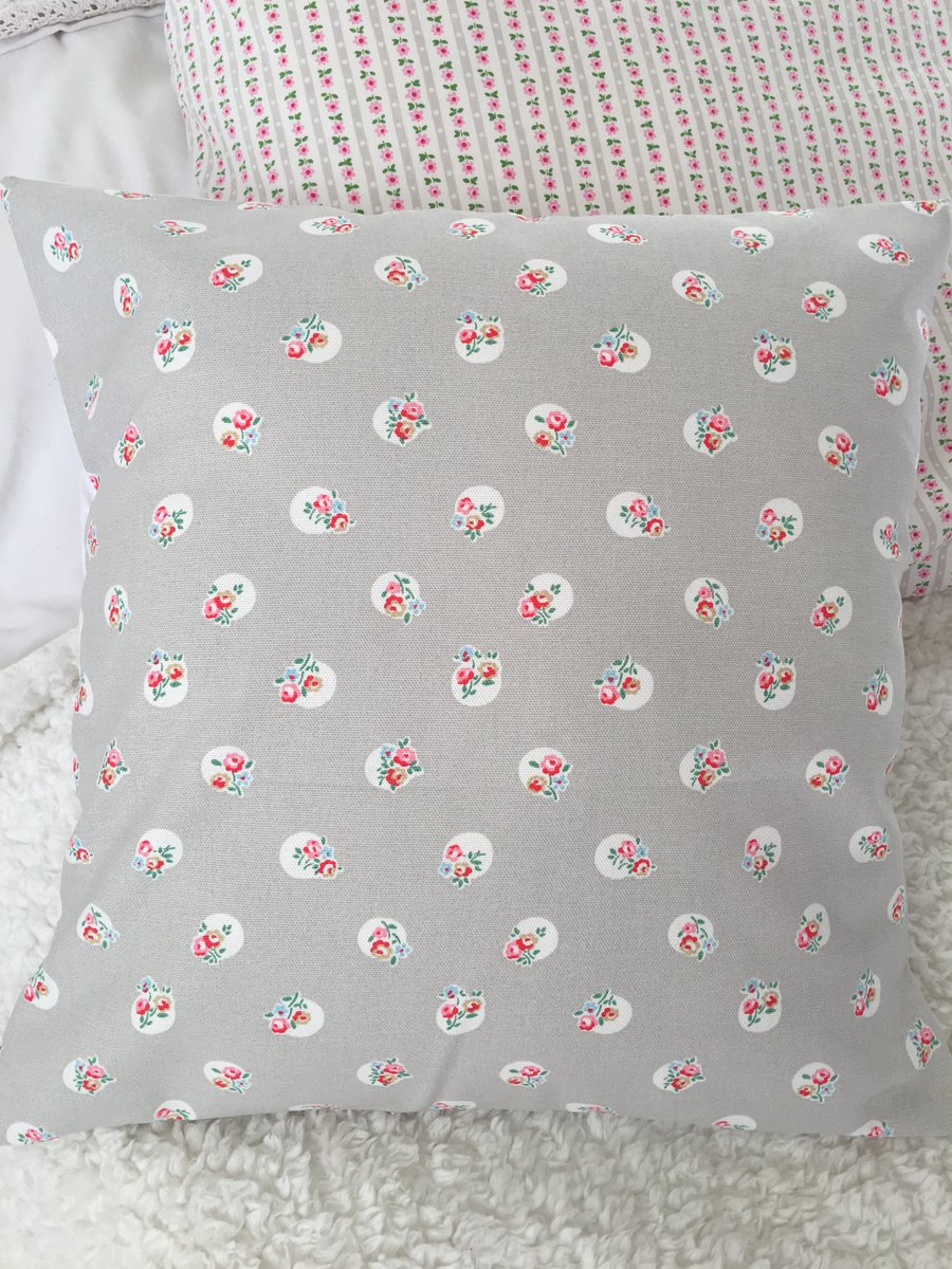 Cushion cover in Cath Kidston Stone   floral spot  cotton duck fabric
