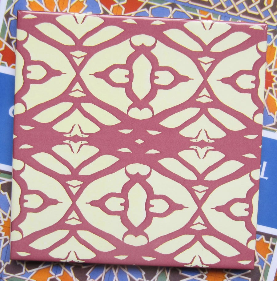 Lace Style Pattern Ceramic Tile Trivet with Cork Backing - SALE ITEM