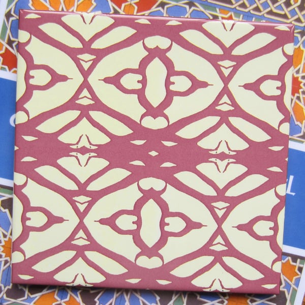 Lace Style Pattern Ceramic Tile Trivet with Cork Backing - SALE ITEM