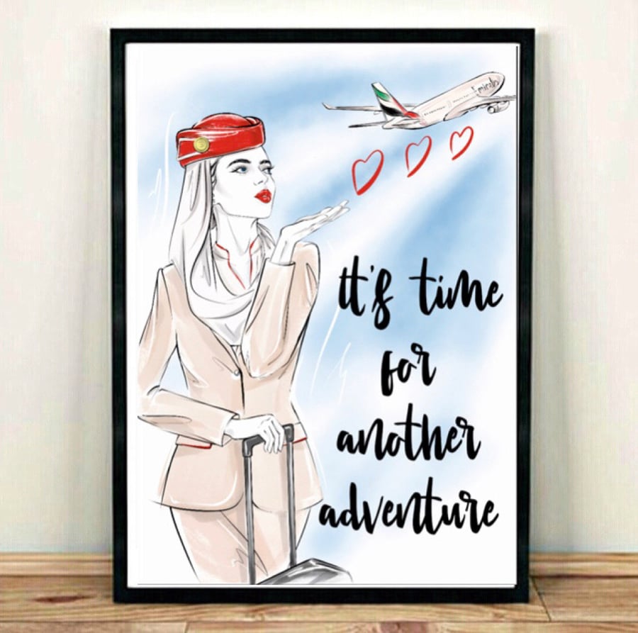 Emirates Flight Attendant Travel Print