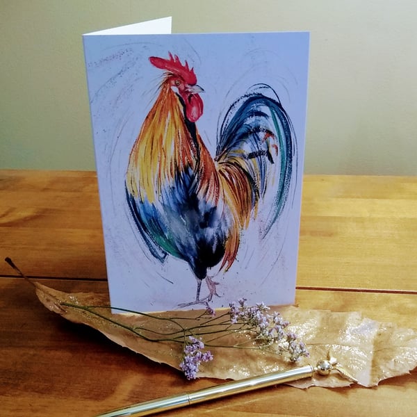 Cockerel Art Print Greetings Card