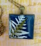 Cyanotype and real fern art pendant.