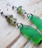 Beach Boho Dangle Earrings: Green Seaglass  - Image 2