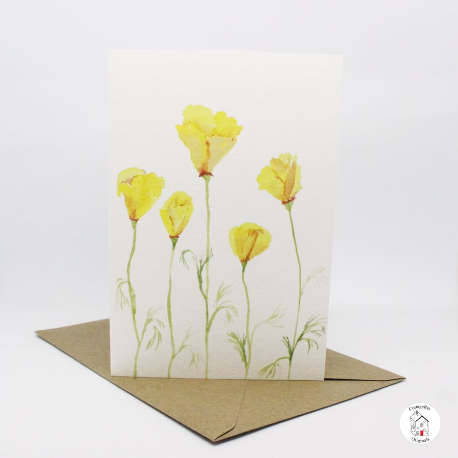 California Poppy Greeting Card by CottageRts