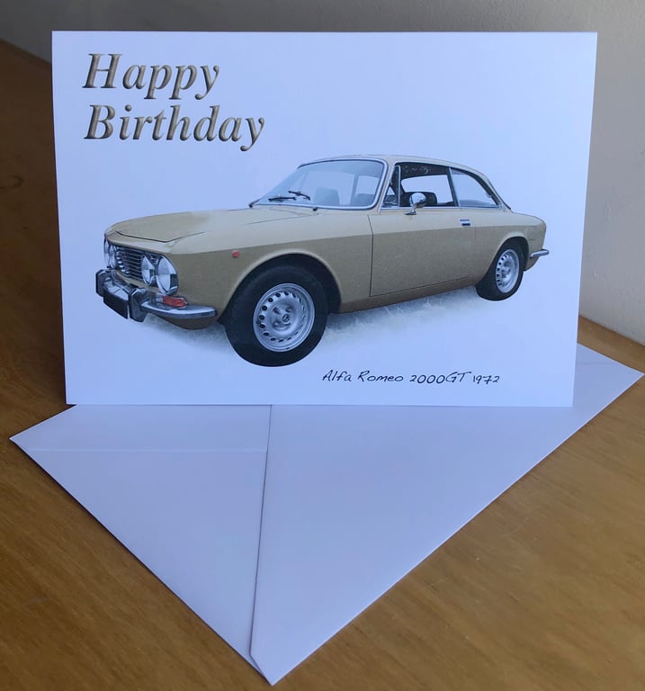 Alfa Romeo 2000GTV 1972 - Birthday, Anniversary, Retirement or Plain Card