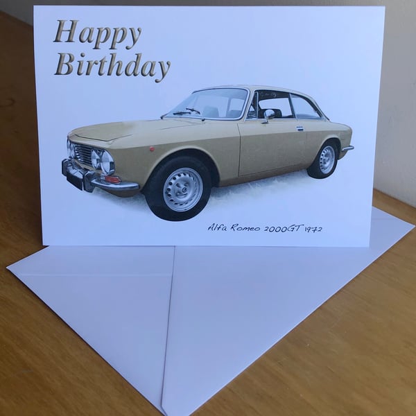 Alfa Romeo 2000GTV 1972 - Birthday, Anniversary, Retirement or Plain Card