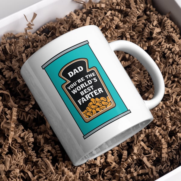 Dad, Worlds Bet Farter - Beans Design Mug: Unique Gift for Dad, Small Gift 
