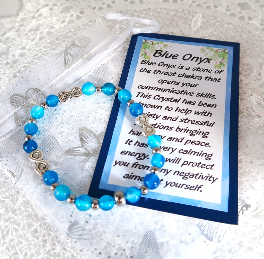 Elasticated Blue Onyx Infinity Bracelet