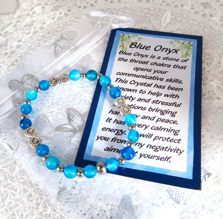 Elasticated Blue Onyx Infinity Bracelet