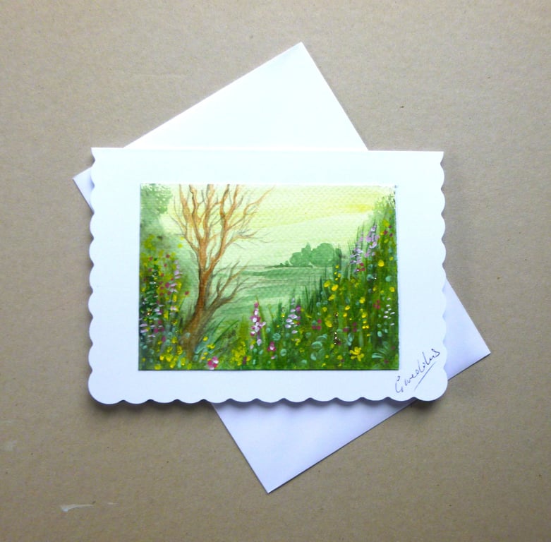 hand painted watercolour landscape greetings card ( ref FA 64 P3 )