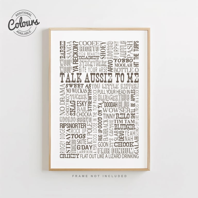 Australian words and phrases - Typographical wall art