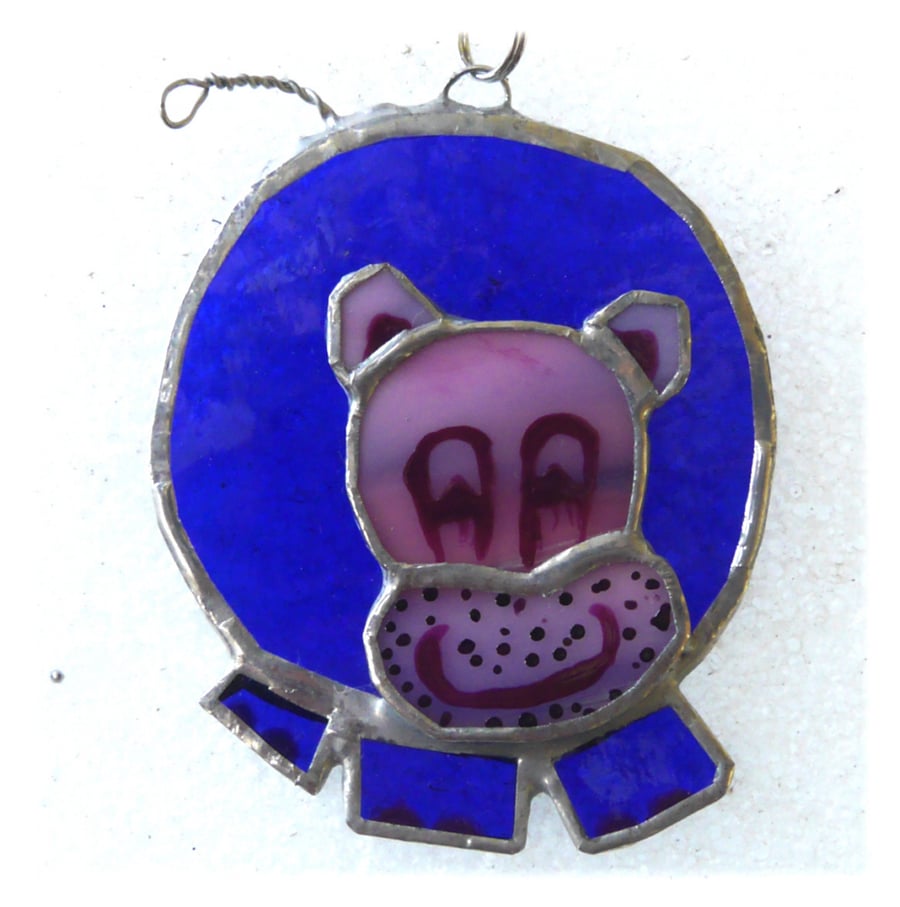 Hippo Suncatcher Stained Glass Blue 