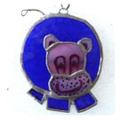 Hippo Suncatcher Stained Glass Blue 