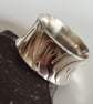 Distinctive Men's Sterling Silver Flared Ring: handmade, recycled, textured - Image 2