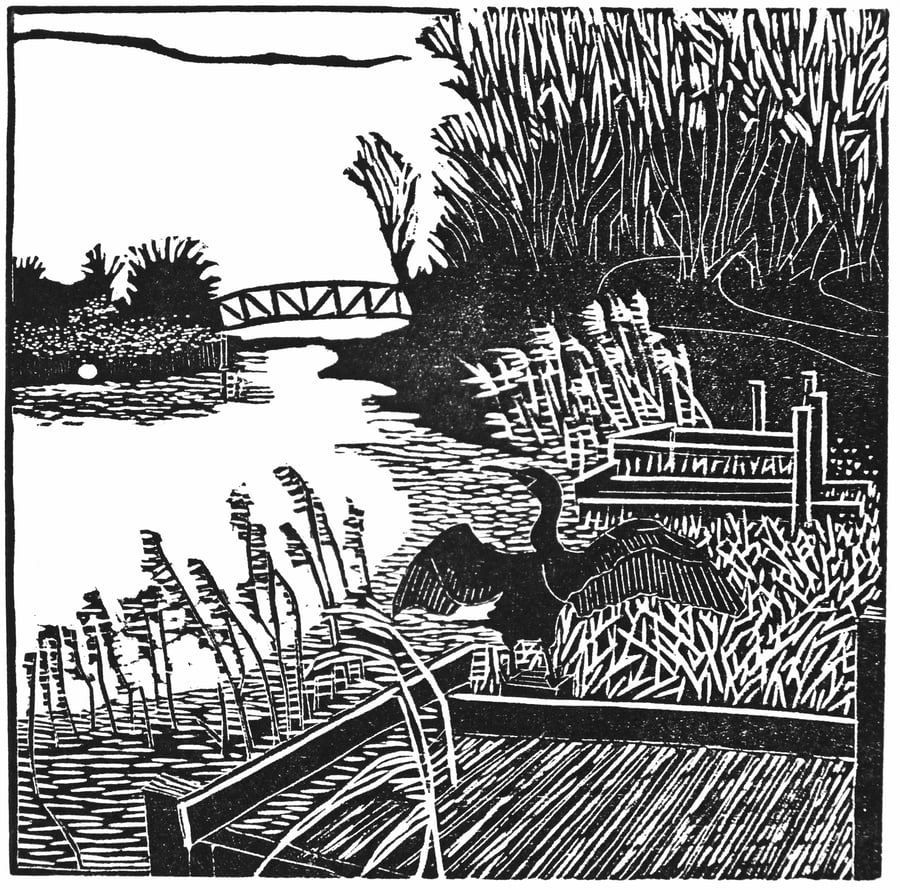 Cuckoo Bridge - Limited Edition Woodcut Print - Original Art for Wildlife lovers