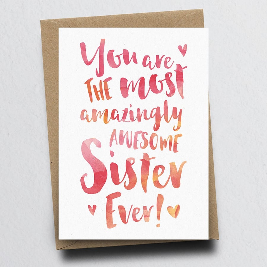 The Most Amazingly Awesome Sister Greeting Card - Sister Thank You, Sister Card,