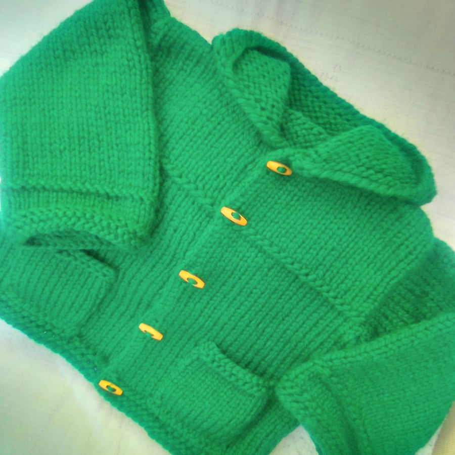 Knitted Baby's Chunky Duffle Coat, Pram Coat, Winter Coat, Gift for Children