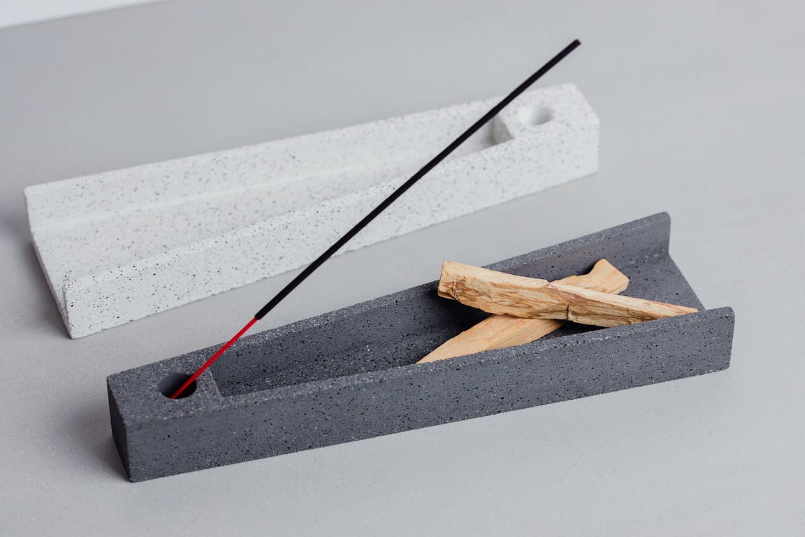 Geometric concrete Jesmonite Incense Holder: Modern Palo Santo Plate