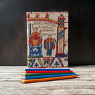 Bayeux Tapestry Handstitched A5 1950s Fabric Journal Notebook Harold Rex Yellow