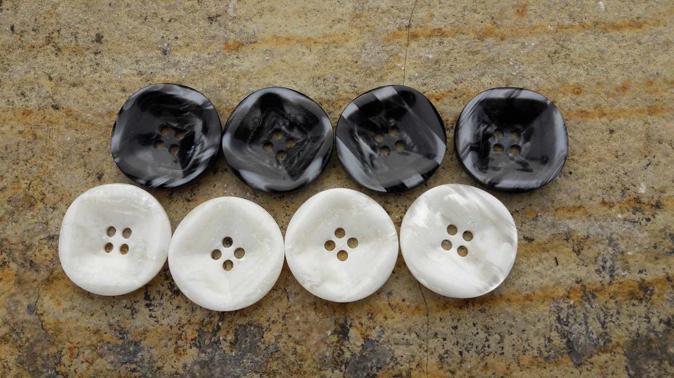 25mm (1") Pearl look, unusual square cut centre Buttons