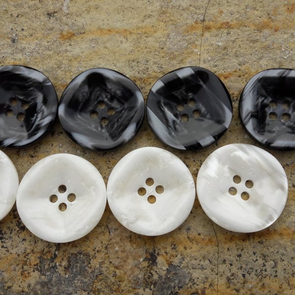 25mm (1") Pearl look, unusual square cut centre Buttons