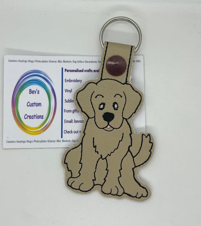 Embroidered Golden Retriever Keyring