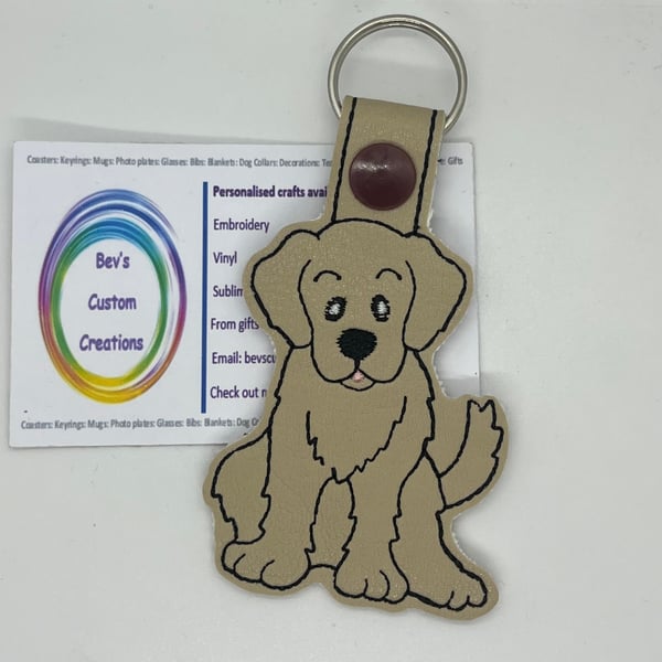 Embroidered Golden Retriever Keyring