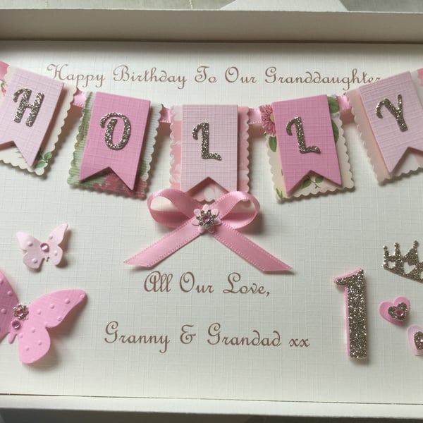 Personalised 1st Birthday Card Daughter Granddaughter Gift Boxed Handmade First
