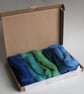 Carded Corriedale wool slivers selection - "blues" letterbox pack - Image 1