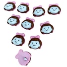 10 girl with pink bow buttons 23mm