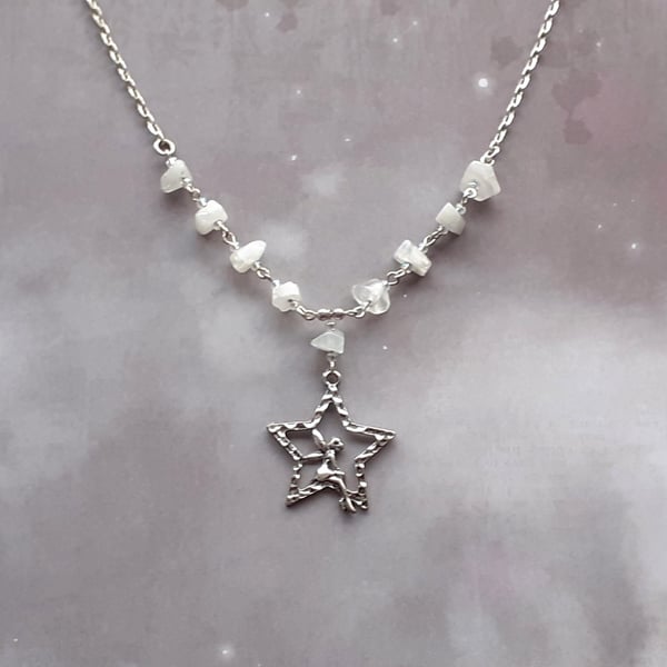 Moonstone Necklace with Fairy Charm