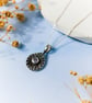 Recycled Silver Teardrop Pendant - Lilac Cubic Zirconia - Allium Flower Pattern - Image 2