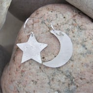 Moon & star earrings in sterling silver