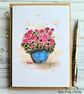 Geranium Blank Card - 3D, decoupage card, original art, birthday, thanks  - Image 2