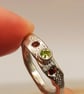 Sterling Silver Peridot Garnet Ring - Size J - Image 7