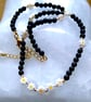 Midnight Blue Daisy Chain Goldstone 14 - 16 Inch Glass Beaded Necklace - Image 1