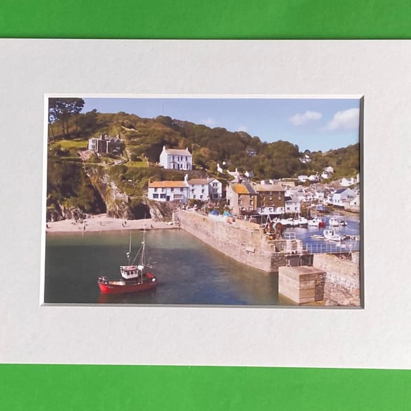 Polperro Harbour Cornwall - Photograph with White Mount and Backing Board