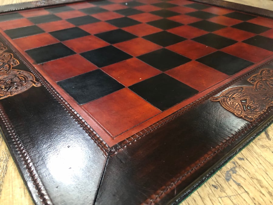 Handmade Leather chessboard with a 5cm square - Irish made, authentic leather